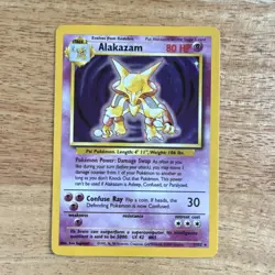 Pokemon Alakazam 80 HP Holo Rare Psychic Base Set Card 1/102 1999 English - Image 1