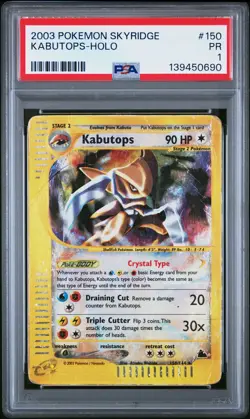 2003 POKEMON SKYRIDGE #150 KABUTOPS-HOLO PSA 1 - Image 1