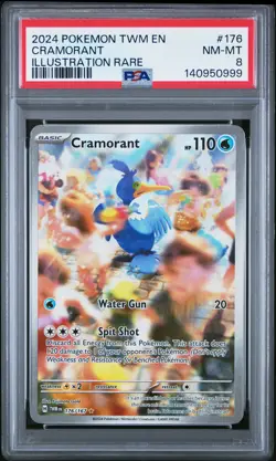 2024 POKEMON TWM EN-TWILIGHT MASQUERADE ILLUSTRATION RARE #176 CRAMORANT PSA 8 - Image 1