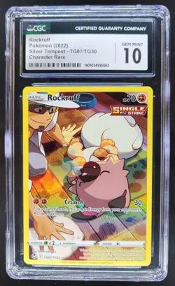 2022 Pokemon Silver Tempest Rockruff Character Rare TG07/TG30 CGC 10 NE - Image 1