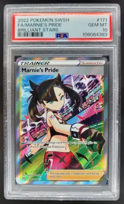 2022 Pokemon Sword & Shield Brilliant Stars Marnie's Pride #171/172 PSA 10 AL8 - Image 1