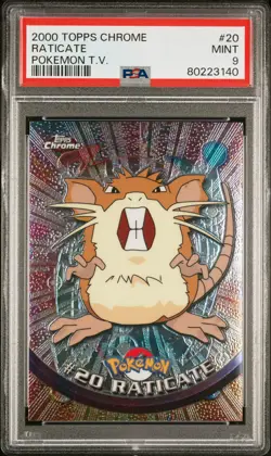 2000 TOPPS CHROME POKEMON T.V. #20 RATICATE PSA 9 - Image 1