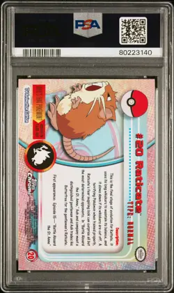 2000 TOPPS CHROME POKEMON T.V. #20 RATICATE PSA 9 - Image 2