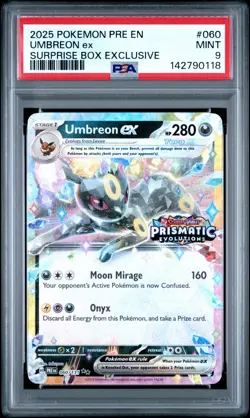 2025 POKEMON PRE EN-PRISMATIC EVOLUTIONS SURPRISE BOX EXCLUSIVE UMBREON EX PSA 9 - Image 1