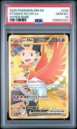 2025 POKEMON DRI EN-DESTINED RIVALS HYPER RARE #239 ETHAN'S HO-OH EX PSA 10 - Image 1