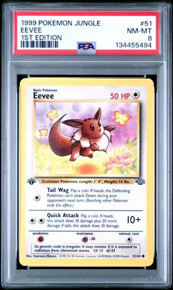 1999 POKEMON JUNGLE 1ST EDITION #51 EEVEE PSA 8 - Image 1