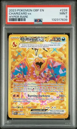 2023 POKEMON OBF EN-OBSIDIAN FLAMES HYPER RARE #228 CHARIZARD EX PSA 9 - Image 1