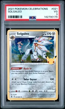 2021 POKEMON CELEBRATIONS #021 SOLGALEO PSA 3 - Image 1