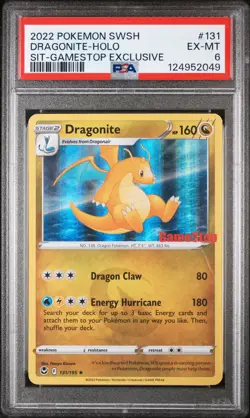 2022 POKEMON SWORD & SHIELD SILVER TEMPEST #131 DRAGONITE-HOLO PSA 6 - Image 1