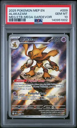 2025 POKEMON MEP EN-ME BLACK STAR PROMO #009 ALAKAZAM PSA 10 - Image 1
