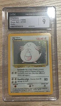Pokemon TCG Chansey Error Printer Hickey Base Set 3/102 Holo CGC 9 Vintage - Image 2