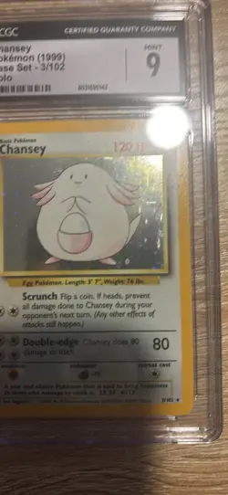 Pokemon TCG Chansey Error Printer Hickey Base Set 3/102 Holo CGC 9 Vintage - Image 3