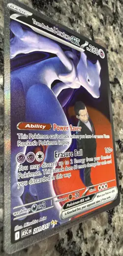 Team Rocket’s Mewtwo ex 281/217 SIR Secret Ascended Heroes Pokemon IN HAND MINT - Image 4