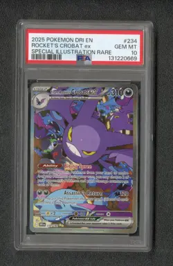 2025 Pokemon Destined Rivals Rocket's Crobat EX Special Illustration #234 PSA 10 - Image 1