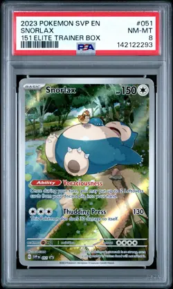 2023 POKEMON SVP EN-SV BLACK STAR PROMO 151 ELITE TRAINER BOX #051 SNORLAX PSA 8 - Image 1