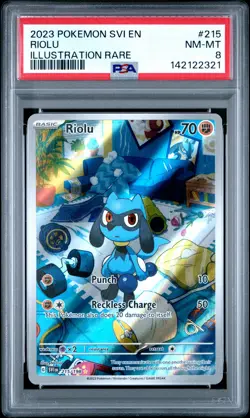 2023 POKEMON SVI EN-SCARLET & VIOLET ILLUSTRATION RARE #215 RIOLU PSA 8 - Image 1