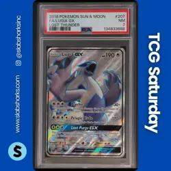 2018 POKEMON SUN & MOON LOST THUNDER #207/214 LUGIA GX FULL ART ULTRA RARE PSA 7 - Image 1