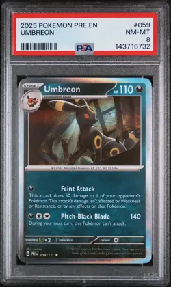 2025 POKEMON PRE EN-PRISMATIC EVOLUTIONS #059 UMBREON PSA 8 - Image 1