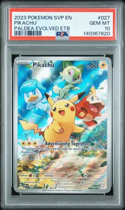 2023 POKEMON SVP EN-SV BLACK STAR PROMO #027 PIKACHU PSA 10 - Image 1