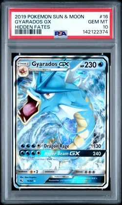 2019 POKEMON SUN & MOON HIDDEN FATES #16 GYARADOS GX PSA 10 - Image 1