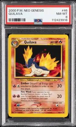 2000 POKEMON NEO GENESIS #46 QUILAVA PSA 8 - Image 1