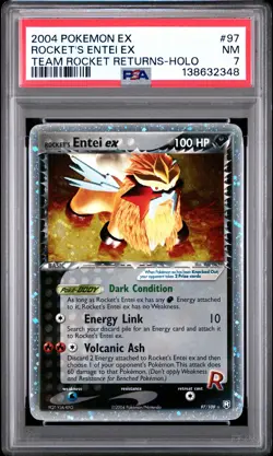 2004 POKEMON EX TEAM ROCKET RETURNS #97 ROCKET'S ENTEI EX-HOLO PSA 7 - Image 1