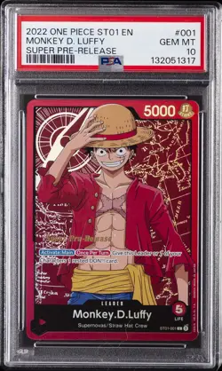 2022 ONE PIECE STARTER DECK ST01-STRAW HAT CREW #001 MONKEY D. LUFFY PSA 10 - Image 1