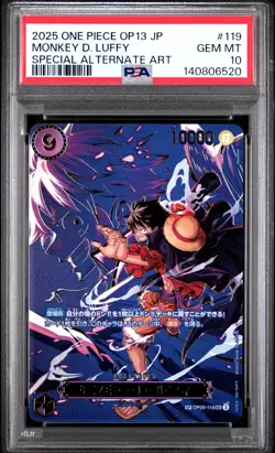 2025 ONE PIECE JPN OP13-CARRYING ON HIS WILL ALT ART #119 MONKEY D. LUFFY PSA 10 - Image 1