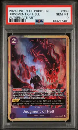 2024 ONE PIECE PRB01-PREMIUM BOOSTER ALT ART #089 JUDGMENT OF HELL PSA 10 - Image 1