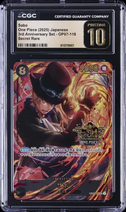 2025 ONE PIECE JAPANESE 3RD ANNIVERSARY SET SECRET RARE SABO CGC 10 PRISTINE - Image 1