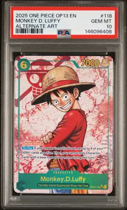 2025 ONE PIECE OP13-CARRYING ON HIS WILL ALTERNATE ART MONKEY D. LUFFY PSA 10 - Image 1