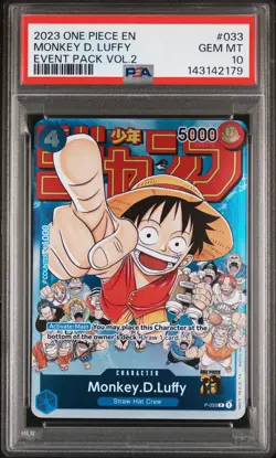 2023 ONE PIECE PROMOS EVENT PACK VOL.2 #033 MONKEY D. LUFFY PSA 10 - Image 1