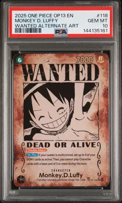 2025 ONE PIECE OP13-CARRYING ON HIS WILL #118 MONKEY D. LUFFY PSA 10 - Image 1