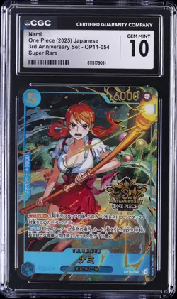 2025 ONE PIECE JPN 3RD ANNIV SET SUPER RARE #OP11-054 NAMI CGC 10 GEM MINT - Image 1