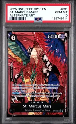 2025 ONE PIECE OP13-CARRYING ON HIS WILL ALTERNATE ART ST. MARCUS MARS PSA 10 - Image 1