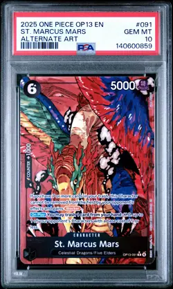 2025 ONE PIECE OP13-CARRYING ON HIS WILL ALTERNATE ART ST. MARCUS MARS PSA 10 - Image 1