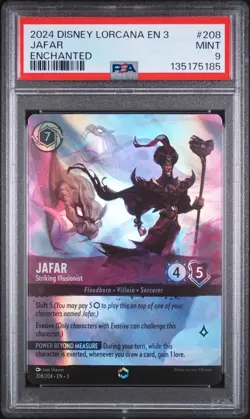 2024 DISNEY LORCANA INTO THE INKLANDS ENCHANTED JAFAR STRIKING ILLUSIONIST PSA 9 - Image 1