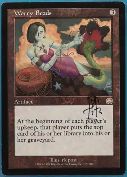 Worry Beads Mercadian Masques PLD Artifact Rare SIGNED CARD (435714) ABUGames - Image 1