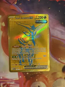 Pokemon TCG Iron Leaves EX Prismatic Evolutions Card 176/131 Gold Hyper Rare - Image 1