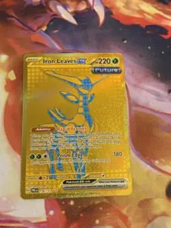Pokemon TCG Iron Leaves EX Prismatic Evolutions Card 176/131 Gold Hyper Rare - Image 2