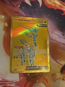 Pokemon TCG Iron Leaves EX Prismatic Evolutions Card 176/131 Gold Hyper Rare - Image 3