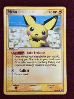 Pichu 59/106 Non Holo Pokemon Card 2005 EX Emerald LP - Image 1