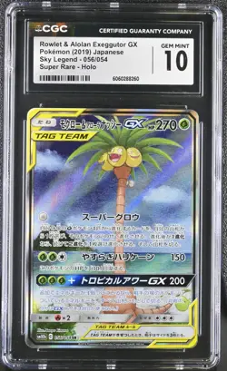 (CGC 10) Pokemon Card - 2019 Rowlet & Alolan Exeggutor GX 056/054 - Sky Legend - Image 1
