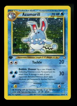 1st Edition Azumarill 2/111 Neo Genesis 2000 Holo Rare WOTC Pokemon Card TCG - Image 1