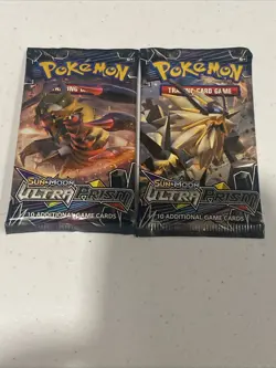 2 Pokemon Trading Card Game Sun & Moon Ultra Prism Booster Pack Lot Of 2 - Image 1