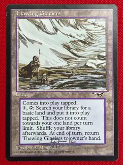 MTG Signed 1X Thawing Glaciers X1 Alliances Magic - SP/NM - Image 1