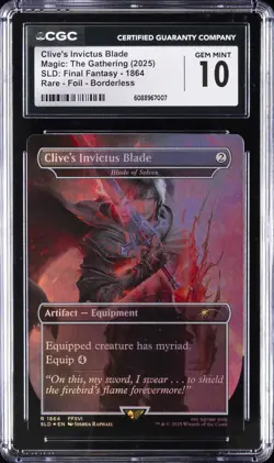 2025 MTG RARE FOIL BORDERLESS #1864 CLIVE'S INVICTUS BLADE CGC 10 GEM MINT - Image 1