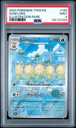 2024 POKEMON TWM EN-TWILIGHT MASQUERADE ILLUSTRATION RARE #169 SUNFLORA PSA 9 - Image 1
