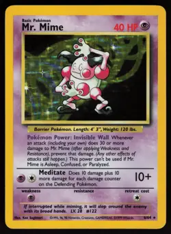 Mr. Mime 6/64 NO SYMBOL ERROR Rare Jungle Holo Pokemon - Image 1