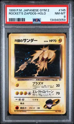 1999 POKEMON JAPANESE GYM 2 #145 ROCKET'S ZAPDOS-HOLO PSA 8 - Image 1